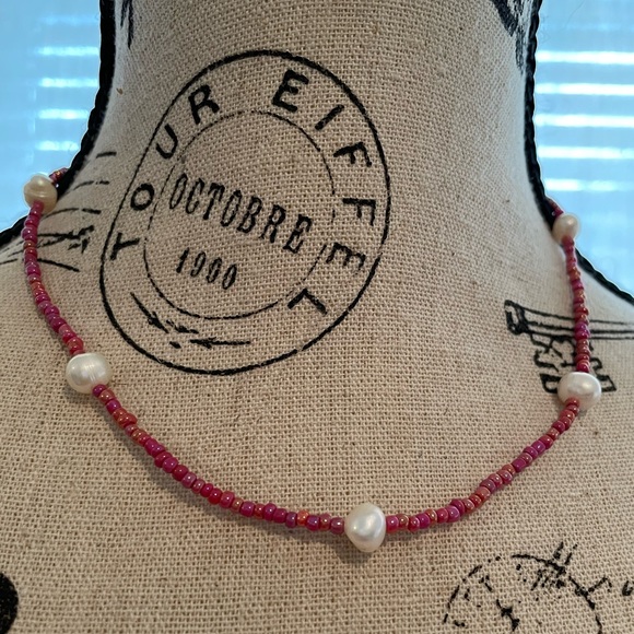 ❤️ Genuine Freshwater Pearls with Red Glass Beads Necklace - Picture 3 of 6
